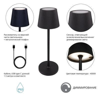 Уличный настольный светильник Arte Lamp FUYUE A1616LT-1BK