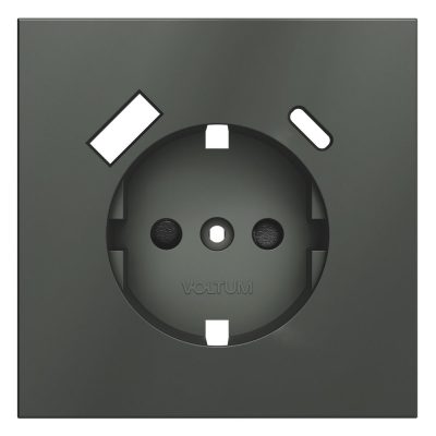 Накладка для розетки с заземлением и защитными шторками, с USB A+C, S70 (титан)