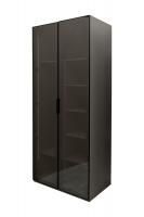 GD-10013-6 Шкаф Альто(Alto) двухд с полками, цвет серый Кобальт, дверцы стекло(тонир) 100*57*228.5см