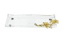 55RG5983S Поднос стеклянный с золотым цветком  29*14*5см