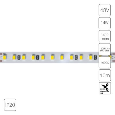 Светодиодная лента 48V 14,4W/m 4000К 10м IP20 Arte Lamp TAPE A4812010-08-4K