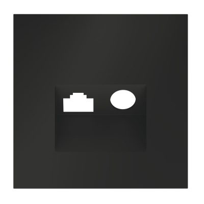 Накладка для розетки TV+RJ45 кат. 6, S70 (черный матовый)