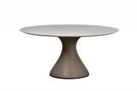 160KD-60090 Стол обеденный, мрамор Волакас (Volakas), экокожа бежевая d160*75см
