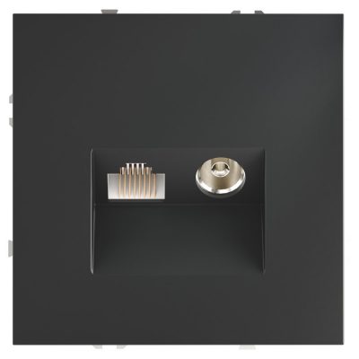 Розетка телевизионная встраиваемая VOLTUM S70 TV+RJ45 кат. 6, (графит)