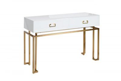 KFG070 Консоль 2 ящика белая/золото 120*42*77см