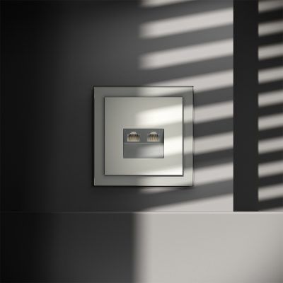 Накладка для розетки компьютерной двойной RJ45+RJ45 кат.6, S70 (сталь)