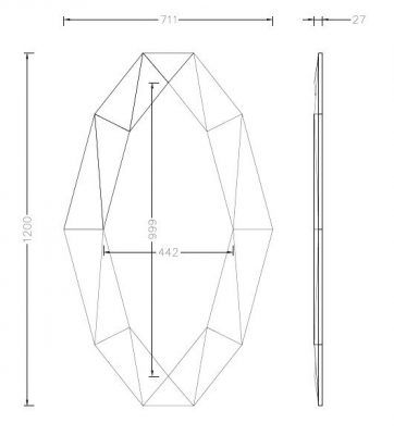 KFG133 Зеркало в матовой зеркальной раме 71*3*120см