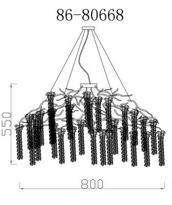 86-80668 Люстра d.80*45 см, металл цвет золото
