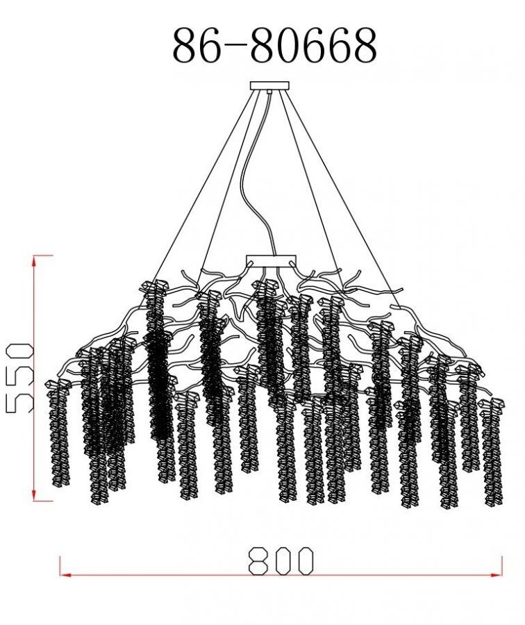 86-80668 Люстра d.80*45 см, металл цвет золото