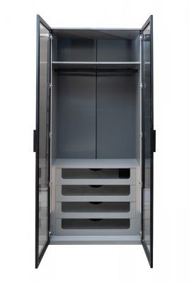GD-10012/1-6-2 Шкаф Alto двухд c выдвиж ящик, цвет серый Кобальт, двер стекло(тонир) 100*57*230.5см