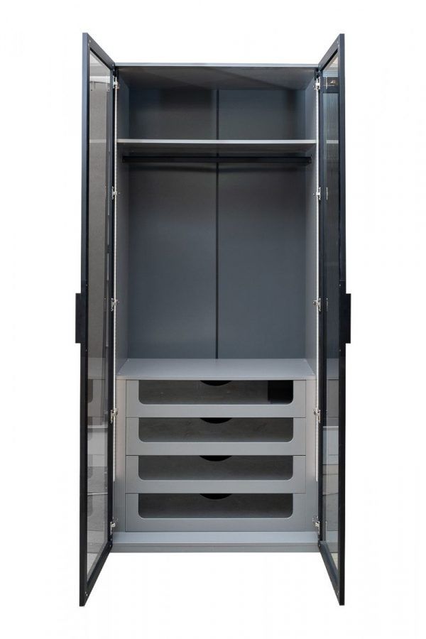 GD-10012/1-6-2 Шкаф Alto двухд c выдвиж ящик, цвет серый Кобальт, двер стекло(тонир) 100*57*230.5см