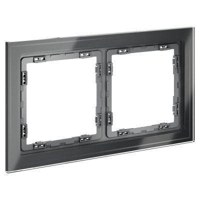 Рамка стеклянная VOLTUM S70 на 2 поста, (графит, стекло)