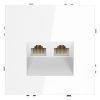 Розетка компьютерная встраиваемая VOLTUM S70 двойная RJ45+RJ45 кат.6, (белый глянцевый)