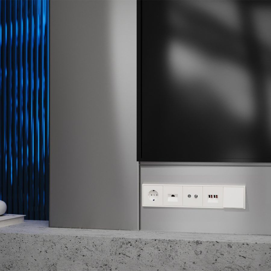 Накладка для розетки компьютерной RJ45 кат.6 и розетки телефонной RJ11 кат.3, S70 (хлопок)