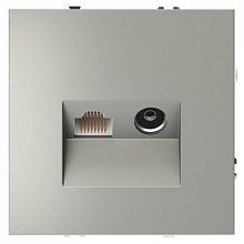 Розетка телевизионная встраиваемая VOLTUM S70 TV+RJ45 кат. 6, (сталь)