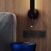 Накладка для розетки с заземлением и защитными шторками, с USB A+A, S70 (черный матовый)