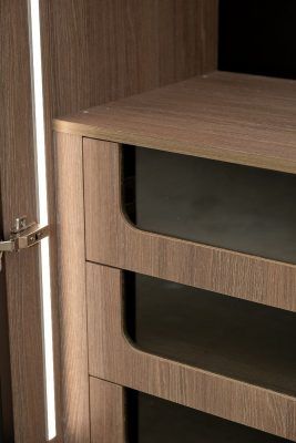 GD-10012/1-3 Шкаф Alto двух c выдв ящик,цвет дуб Урбан Кофейный,дверцы стекло(тонир) 100*57*228.5см