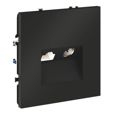 Розетка телевизионная встраиваемая VOLTUM S70 TV+RJ45 кат. 6, (черный матовый)