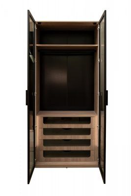 GD-10012/1-3 Шкаф Alto двух c выдв ящик,цвет дуб Урбан Кофейный,дверцы стекло(тонир) 100*57*228.5см