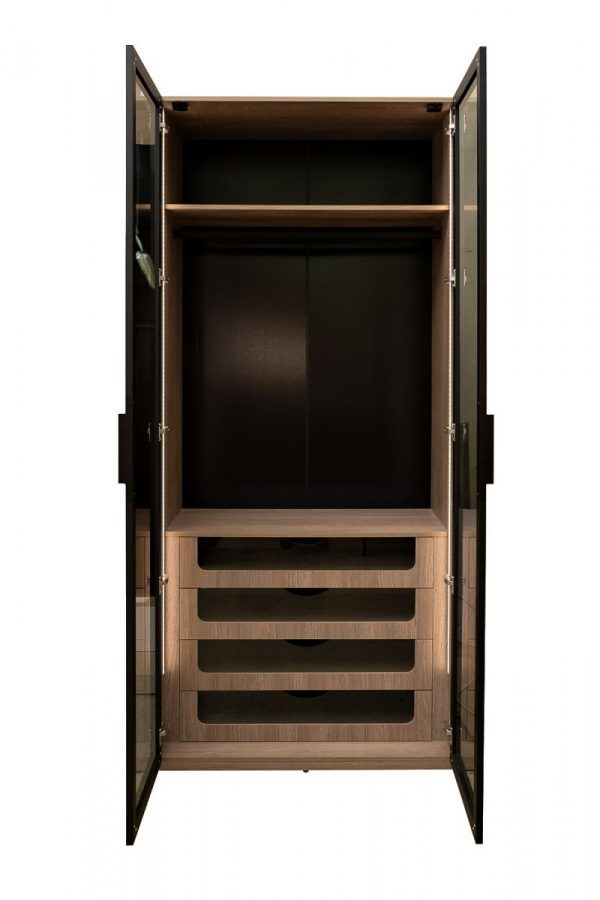 GD-10012/1-3 Шкаф Alto двух c выдв ящик,цвет дуб Урбан Кофейный,дверцы стекло(тонир) 100*57*228.5см