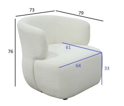 87YY-24042 Кресло Тироло (Tirolo) букле белое 73*79*76см