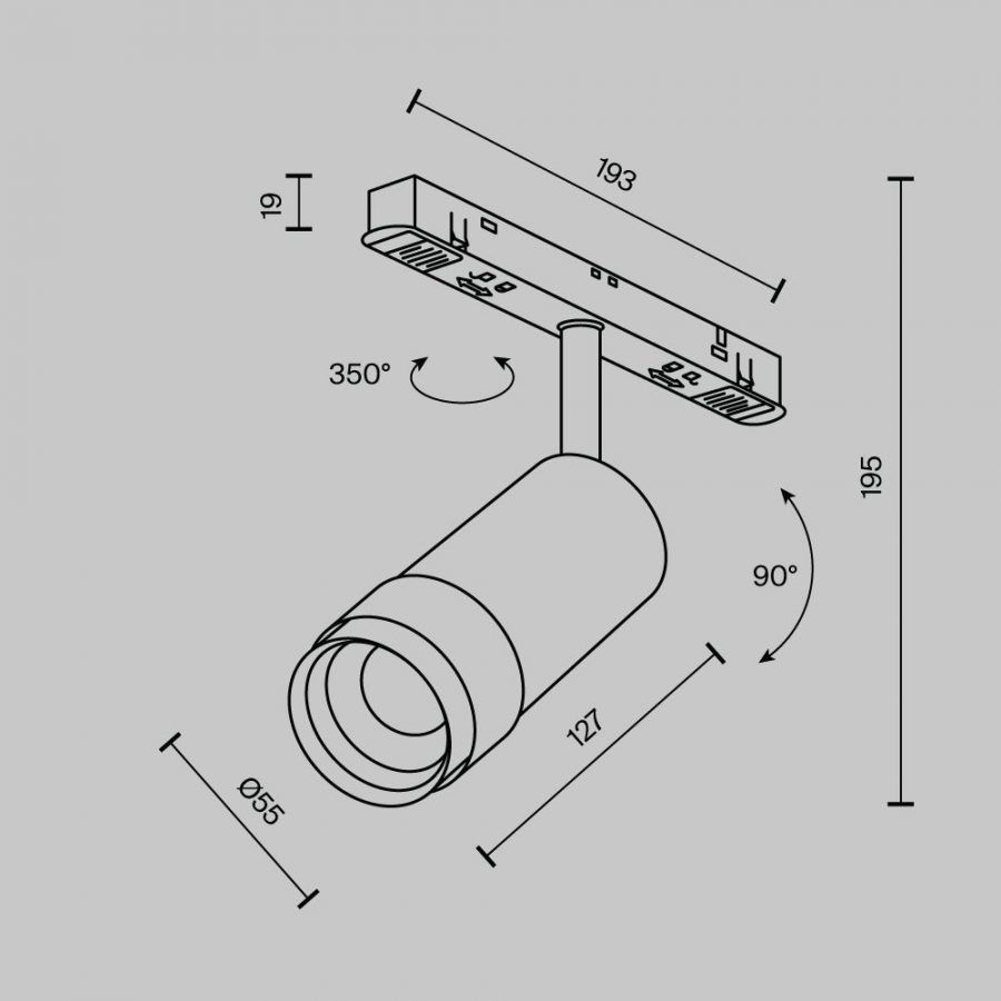 Трековый светильник Technical TR212-4-12WTW-DD2-Z-B