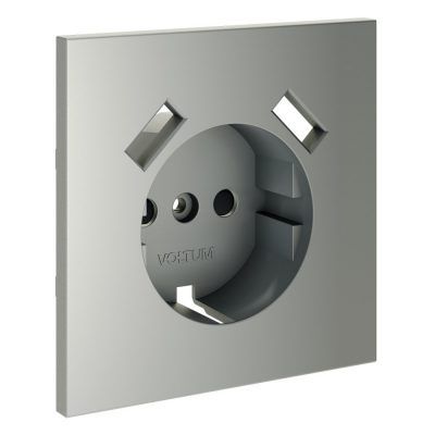 Накладка для розетки с заземлением и защитными шторками, с USB A+A, S70 (сталь)
