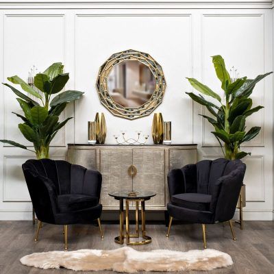 GD-ET002 Стол журнальный D'Oro Garda Decor черный мрам. d50*50см
