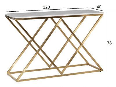 47ED-CST026GOLD Консоль белый иск.мрамор/мат.золото 120*40*78см