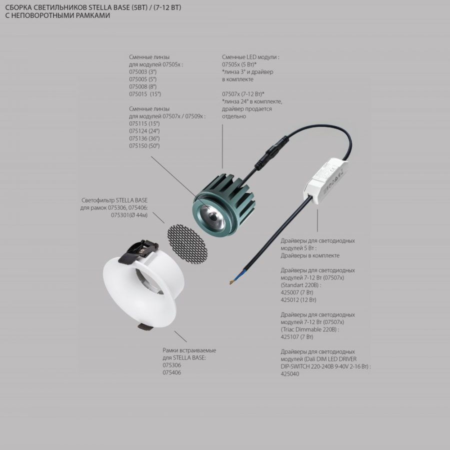 Рамка встраиваемая скругленная к STELLA BASE Lightstar 075306