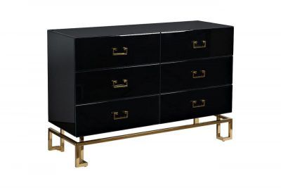 KFG057 Комод черный 6 ящиков 120*42*82см