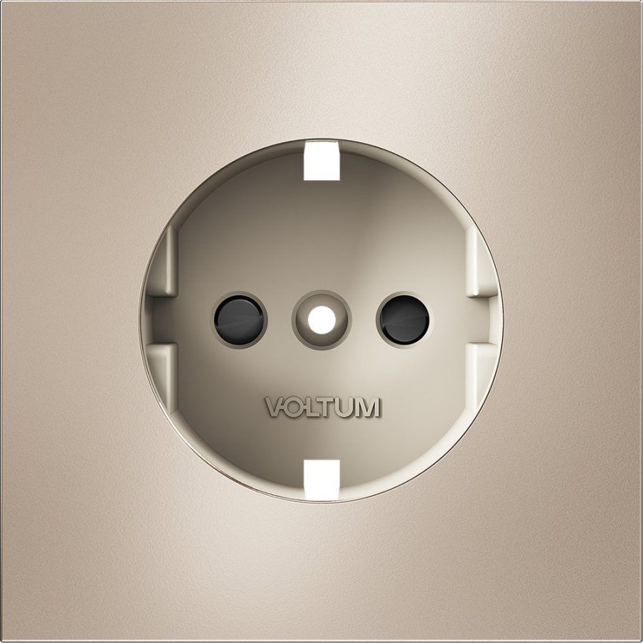 Накладка для розетки с заземлением и защитными шторками, S70 Metal (платина)