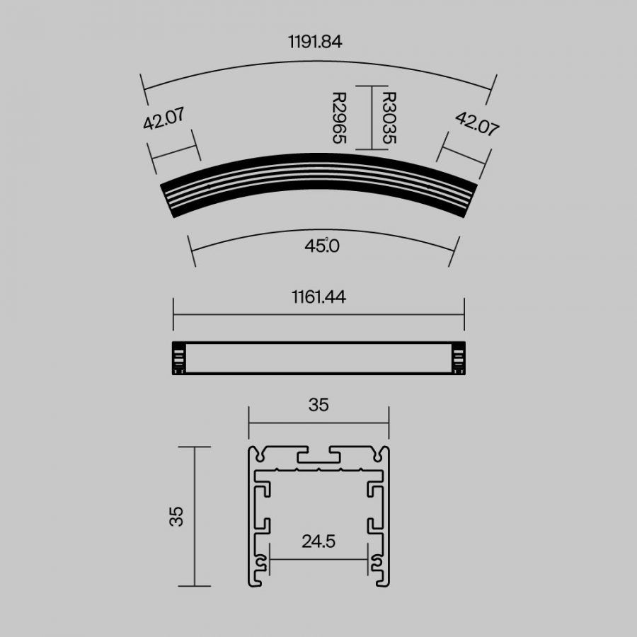 Профиль Led Strip ALM-3535R-B-D-45°-3M