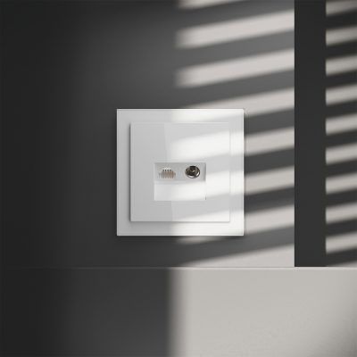Розетка телевизионная встраиваемая VOLTUM S70 TV+RJ45 кат. 6, (белый глянцевый)