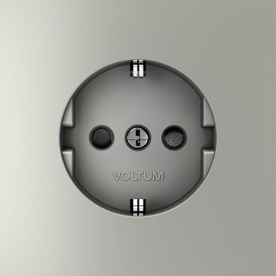 Розетка встраиваемая VOLTUM S70 с заземлением и защитными шторками, 16А, (сталь)