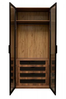 GD-10004-2 Шкаф Alto двухдверн c выдвижными ящиками, цвет дуб Барокко, дверцы стекло 100*57*228.5см