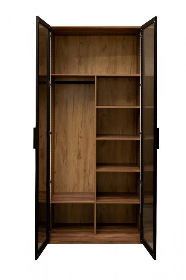 GD-10005-2 Шкаф Alto двухдверный c полками, цвет дуб Барокко, дверцы стекло 100*57*228.5см