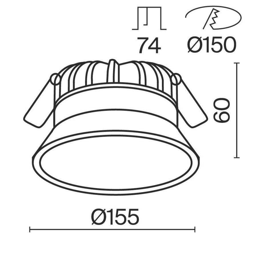 Встраиваемый светильник Technical DL055-18W3-4-6K-B