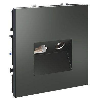 Розетка телевизионная встраиваемая VOLTUM S70 TV+RJ45 кат. 6, (титан)