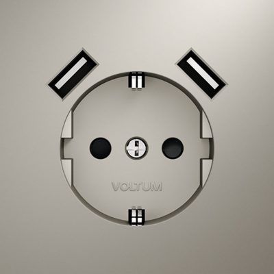 Розетка встраиваемая VOLTUM S70 с заземлением и защитными шторками, 16А, с USB, A+A, (кашемир)