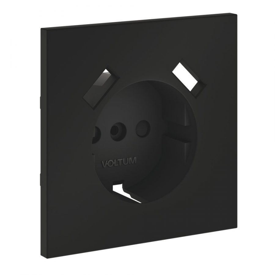 Накладка для розетки с заземлением и защитными шторками, с USB A+A, S70 (черный матовый)
