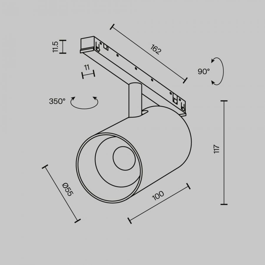 Трековый светильник Technical TR243-12W3K-B