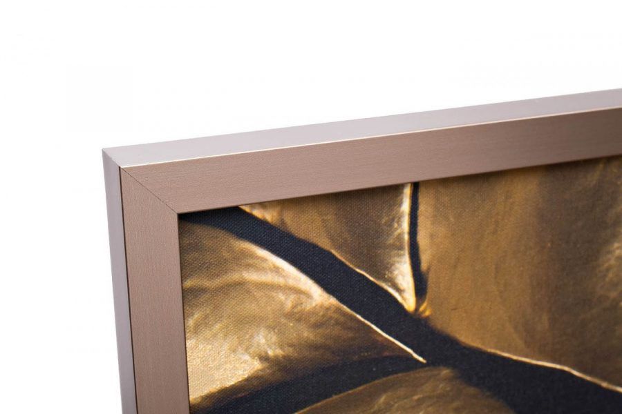 89VOR-MONSTERA GOLDEN-2 Холст "Золотые листья монстеры-2" 100х70 см, багет( латунь),поталь