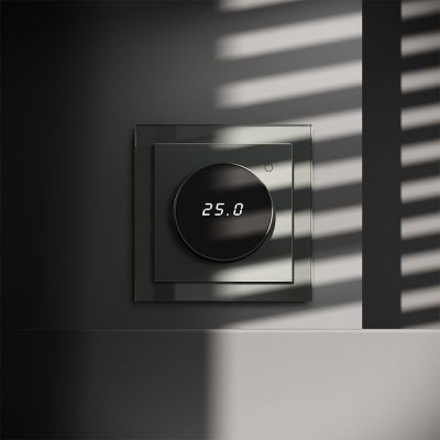 Терморегулятор электронный VOLTUM S70 с индикацией и датчиком, для теплого пола, (титан)
