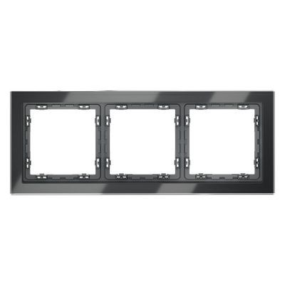 Рамка стеклянная VOLTUM S70 на 3 поста, (графит, стекло)