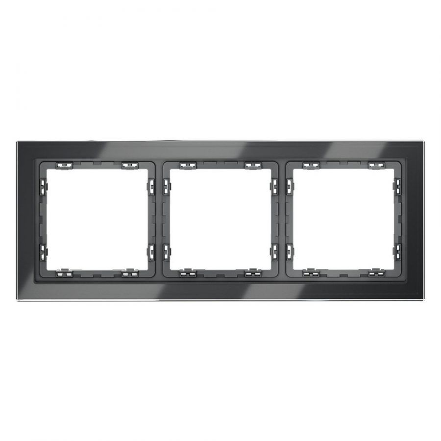Рамка стеклянная VOLTUM S70 на 3 поста, (графит, стекло)