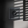 Розетка встраиваемая VOLTUM S70 с заземлением и защитными шторками, 16А, (графит)