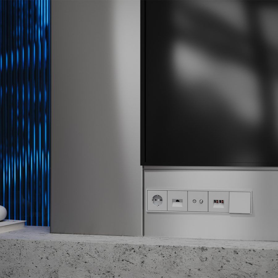 Накладка для розетки компьютерной RJ45 кат.6 и розетки телефонной RJ11 кат.3, S70 (серый)