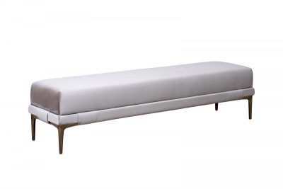 Банкетка Прима(Prima) 160 на метал опорах серая Velv-SER 40*160*40см