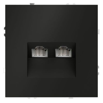 Розетка компьютерная встраиваемая VOLTUM S70 двойная RJ45+RJ45 кат.6, (черный матовый)